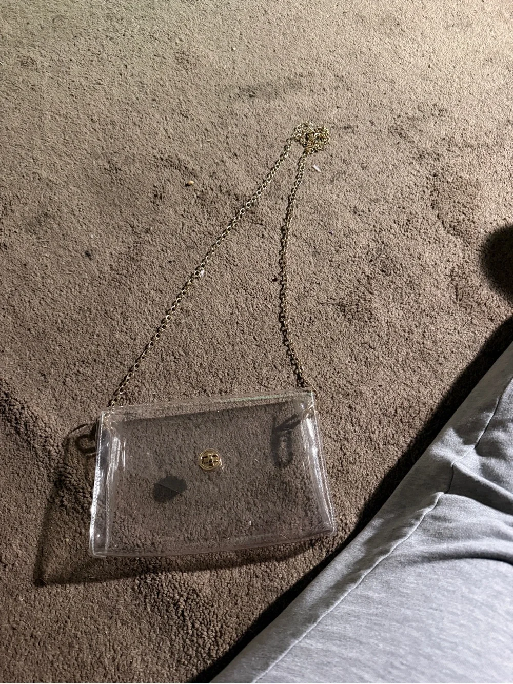 Clear Crossbody Phone Bag with Gold Chain